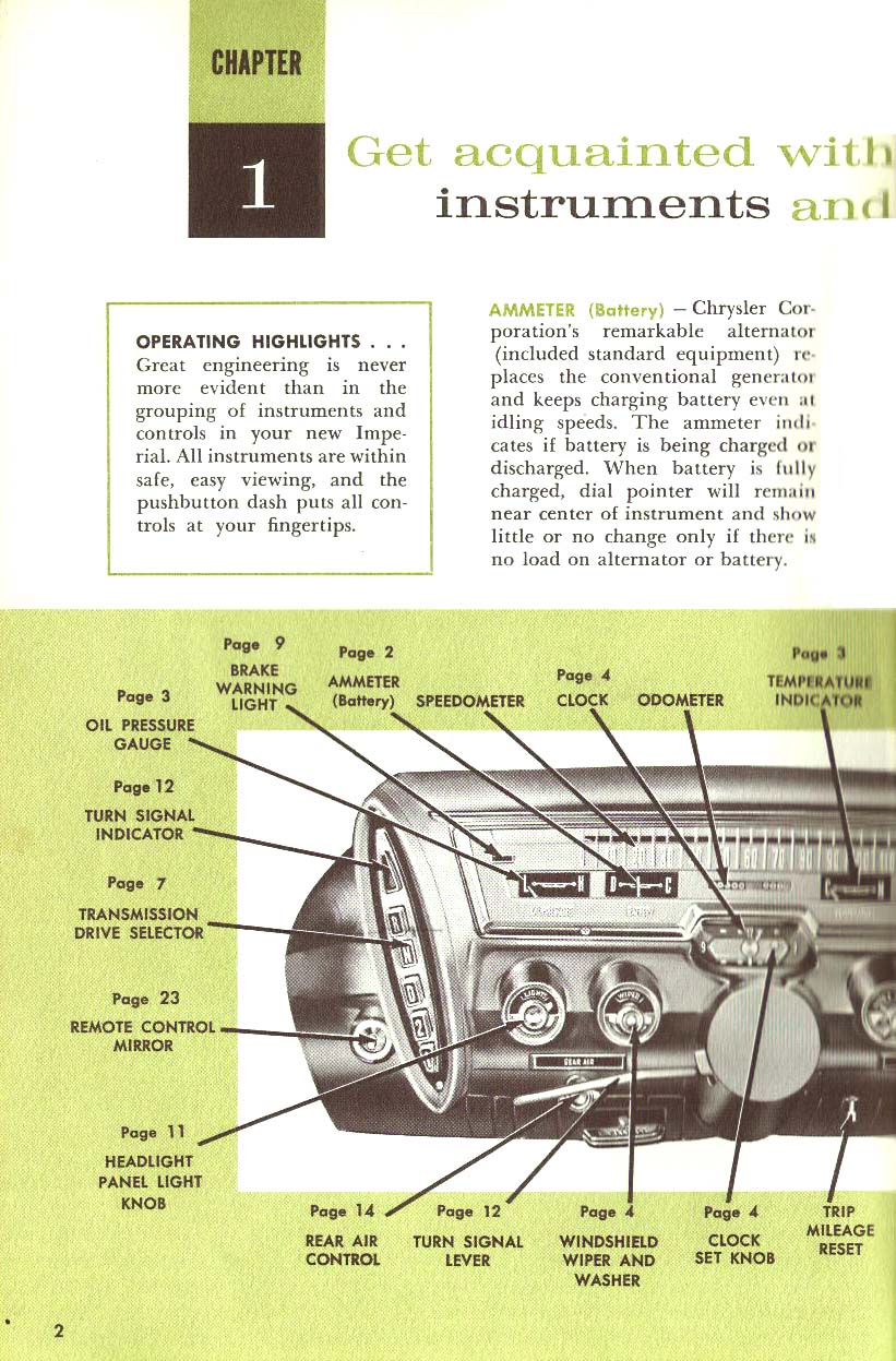 1961 Chrysler Imperial Owners Manual Page 38